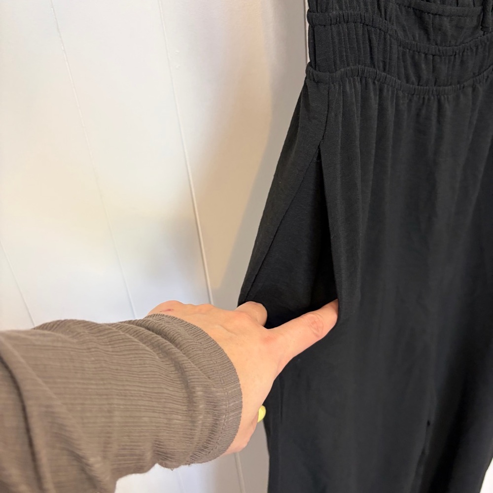 Monteau Black 1 Piece Jumpsuit Romper Straight Leg size Large minimalist summer - Picture 5 of 13